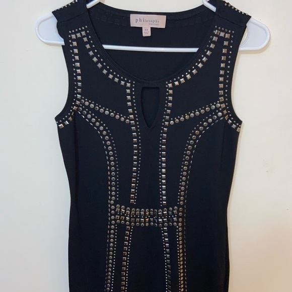 Philosophy Black Studded Sleeveless Shift Dress size XS - Picture 5 of 7